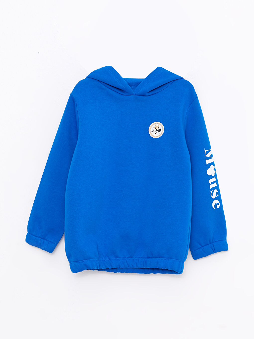 Mavi Kapüşonlu Minnie Mouse Baskılı Uzun Kollu Kız Çocuk Sweatshirt