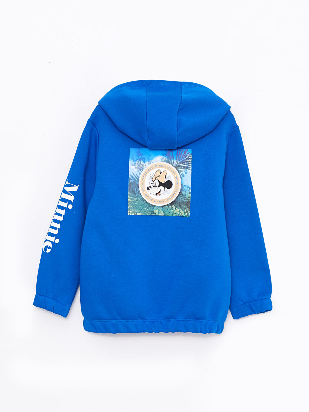 Mavi Kapüşonlu Minnie Mouse Baskılı Uzun Kollu Kız Çocuk Sweatshirt-1