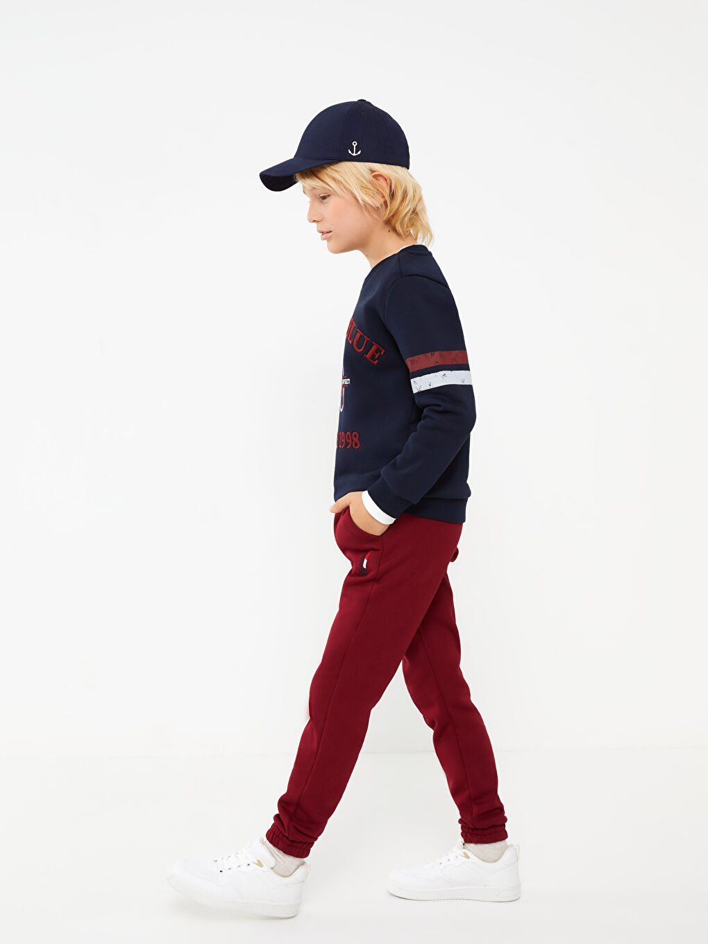 Elastic Waist Embroidery Detailed Boy Jogger Sweatpants