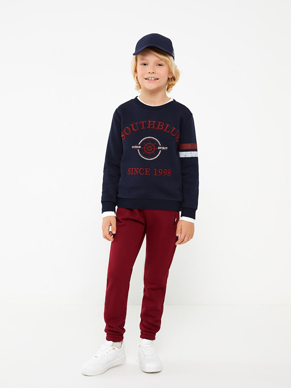 Elastic Waist Embroidery Detailed Boy Jogger Sweatpants-1
