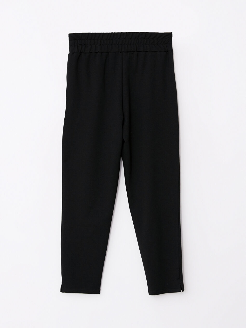 Siyah Kadın Beli Lastikli Düz Eşofman Altı-6