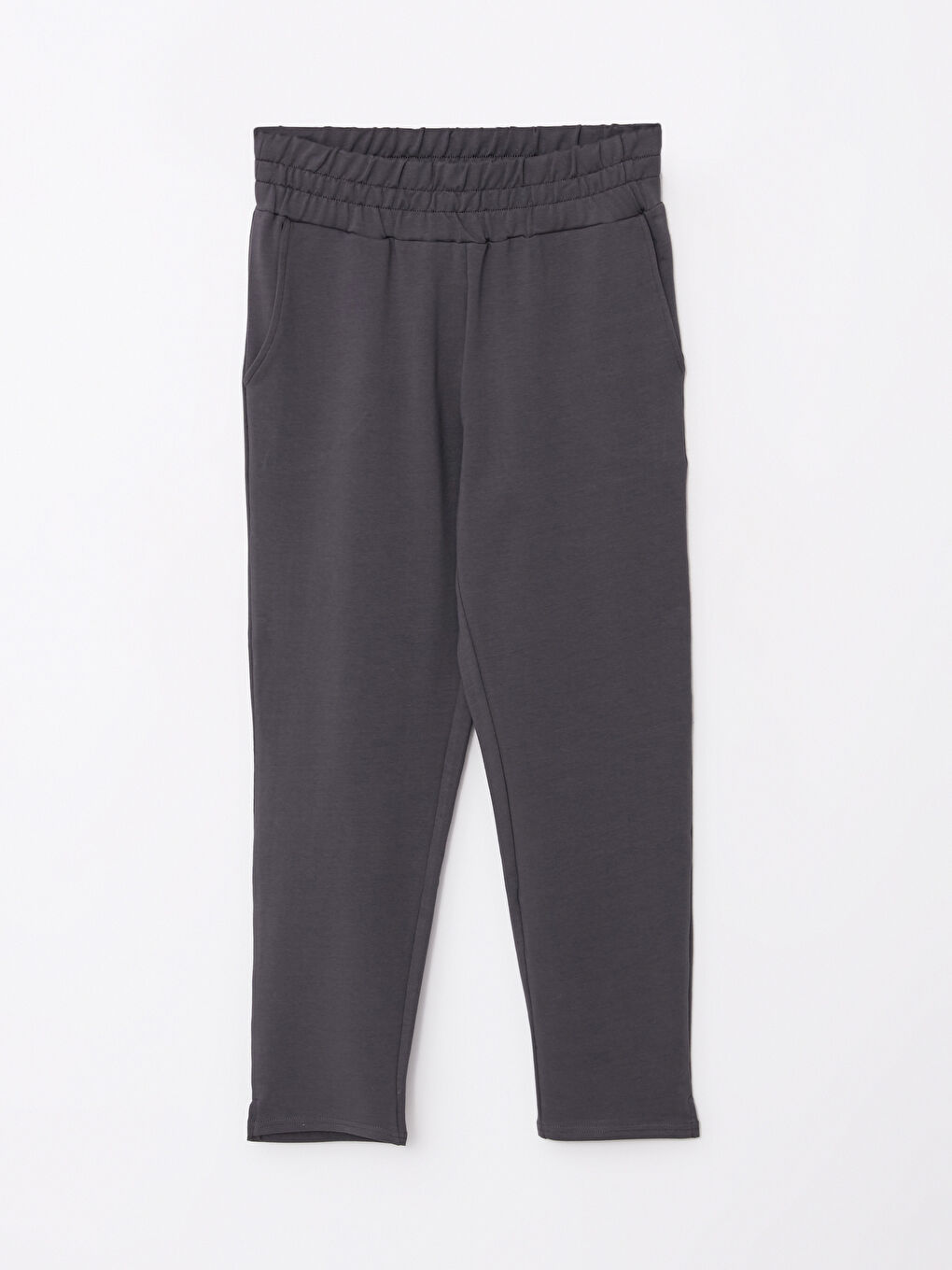 Gri Kadın Beli Lastikli Düz Eşofman Altı-5