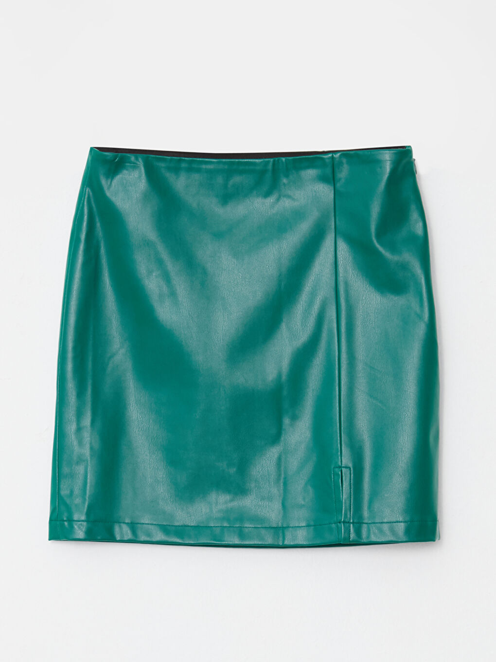 Plain Leather Look Women's Skirt-11