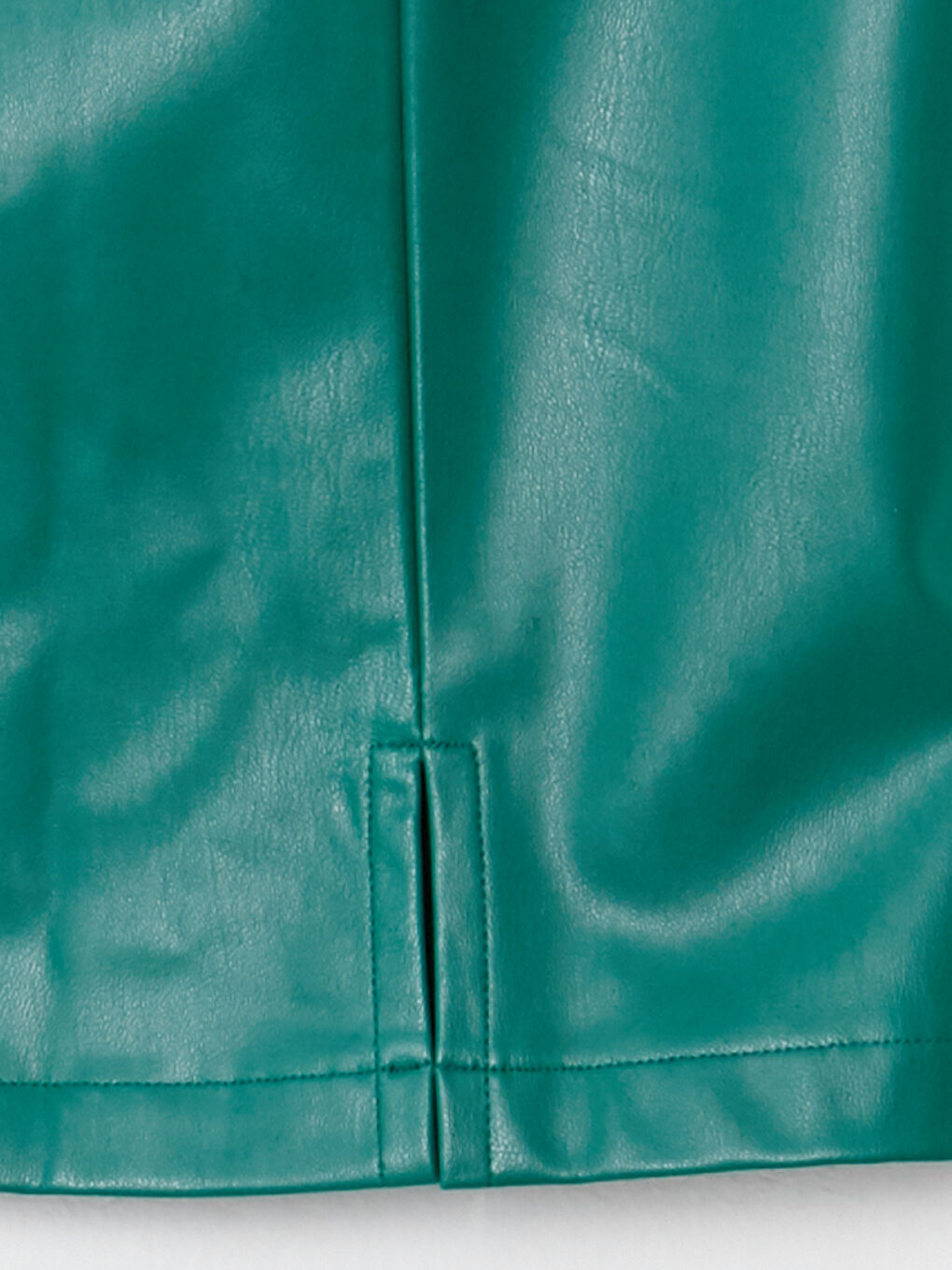 Plain Leather Look Women's Skirt-13