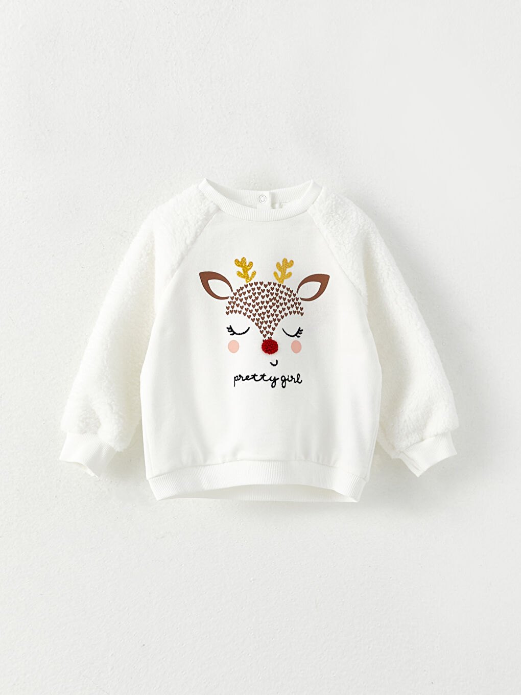 LCW baby Ekru Bisiklet Yaka Uzun Kollu Baskılı Kız Bebek Sweatshirt ve Etek 2'li Takım - 1