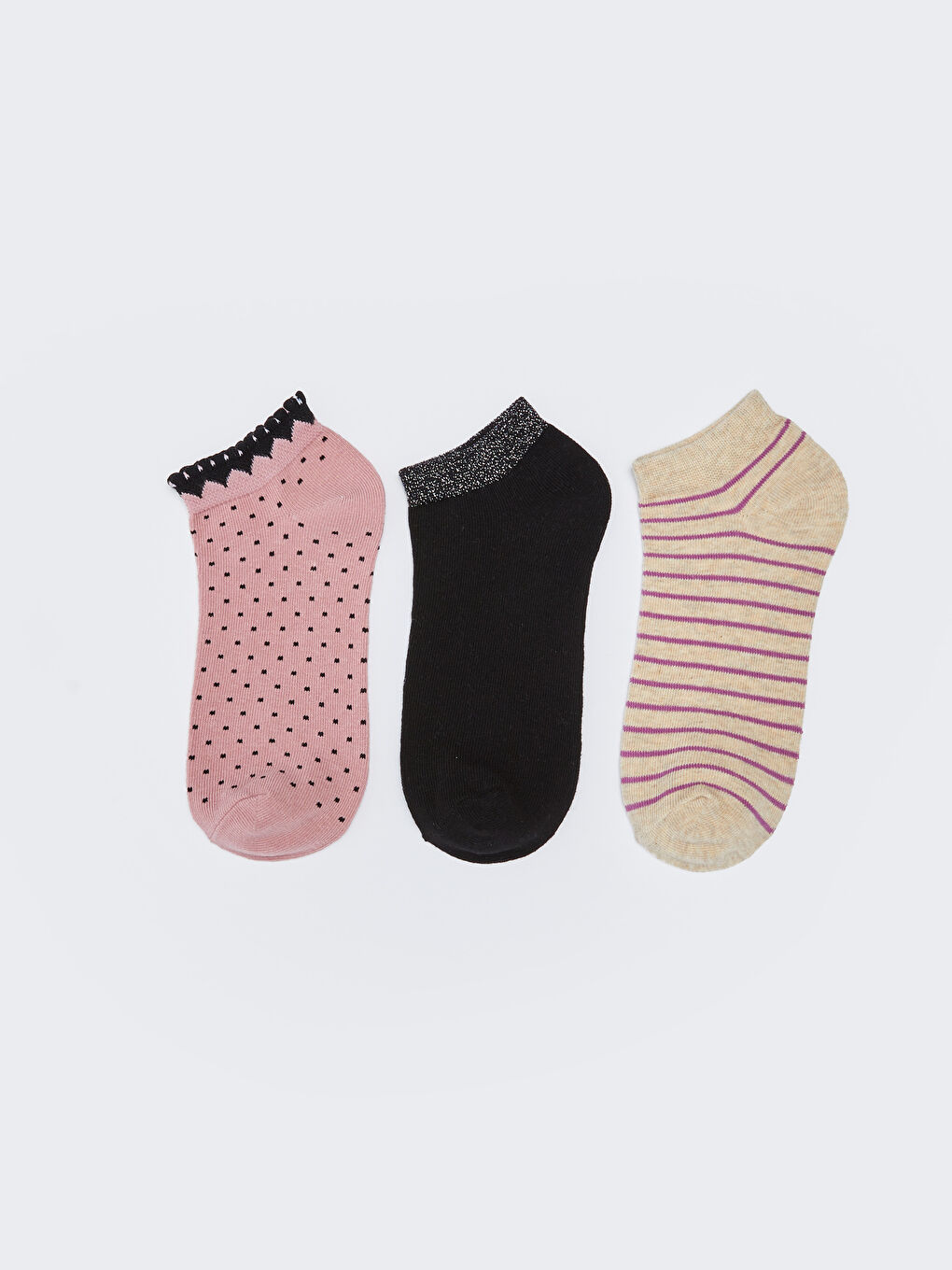 LCW DREAM Gemusterte Sneaker-Socken für Damen 3er-Pack -W2DM97Z8-J3S