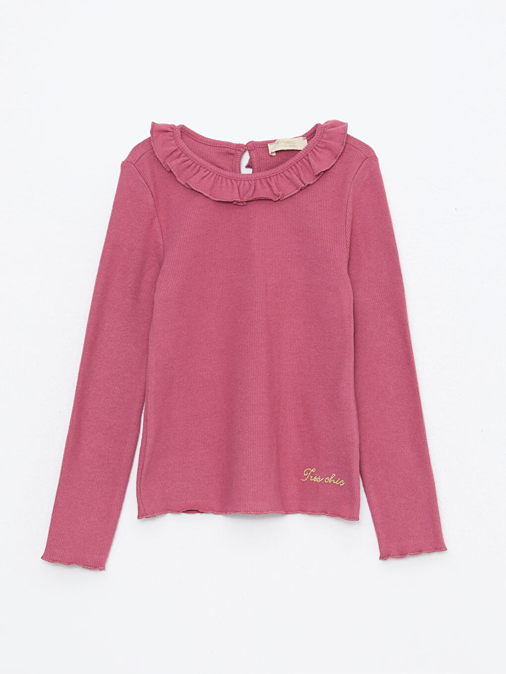 Футболка з круглим вирізом горловини, вишита, з довгим рукавом для дівчаток