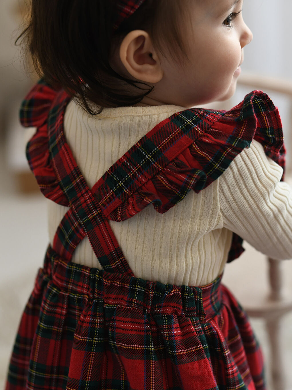 Kırmızı Bisiklet Yaka Uzun Kollu Kız Bebek 4'lü Takım-4