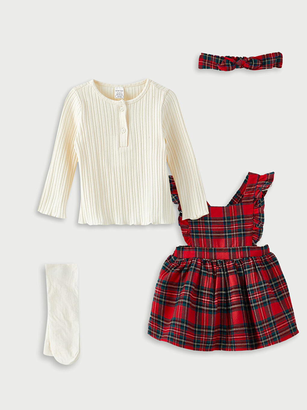 Kırmızı Bisiklet Yaka Uzun Kollu Kız Bebek 4'lü Takım-6