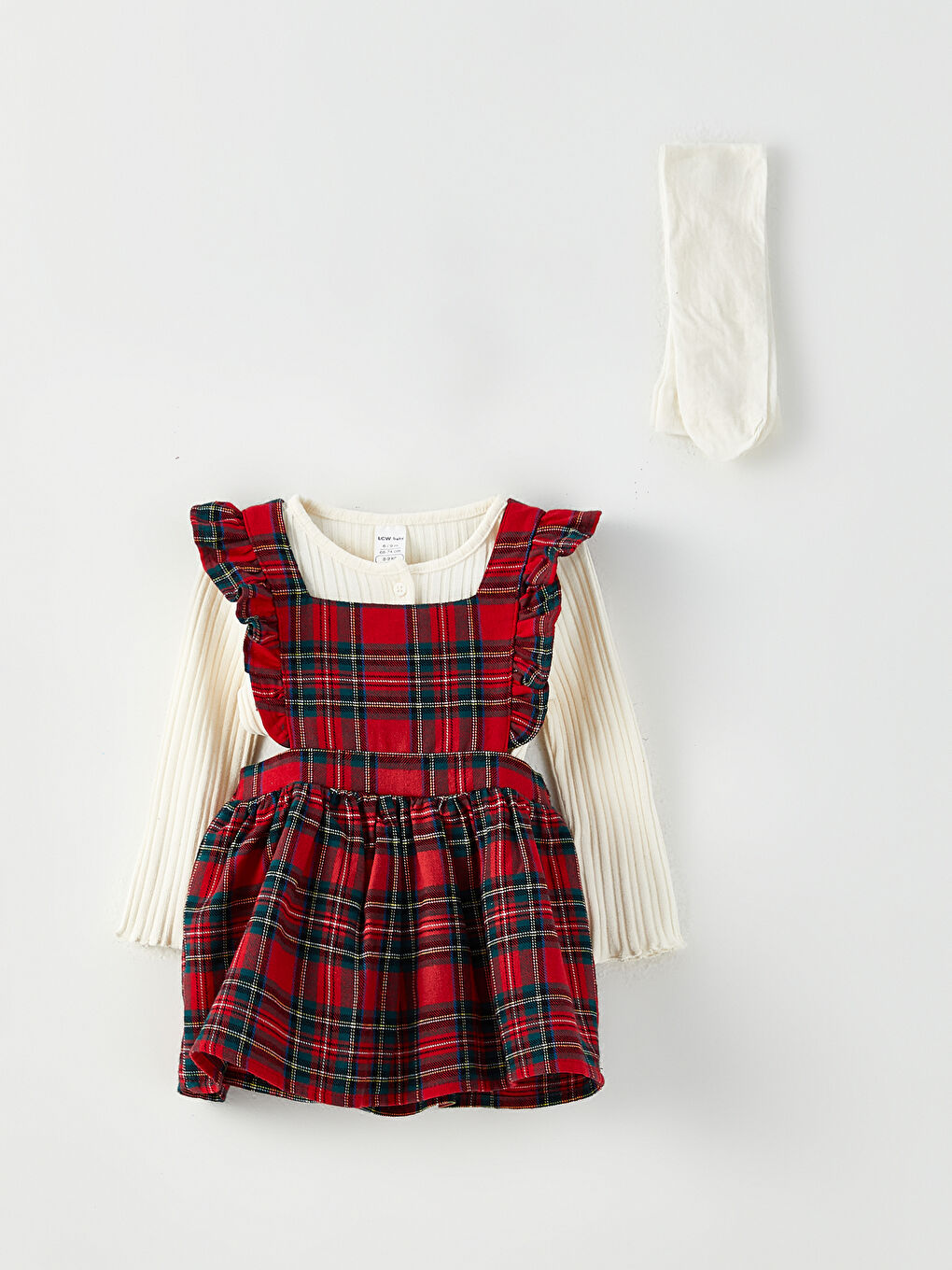 Kırmızı Bisiklet Yaka Uzun Kollu Kız Bebek 4'lü Takım-7