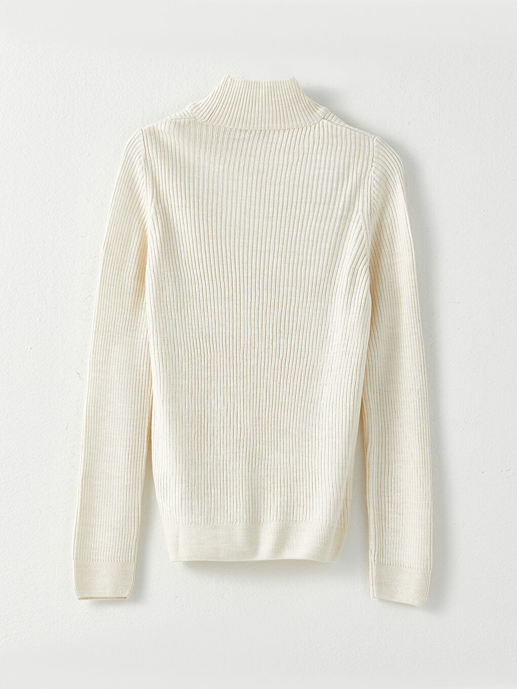 Half Turtleneck Self Patterned Long Sleeve Women's Tricot Sweater-6