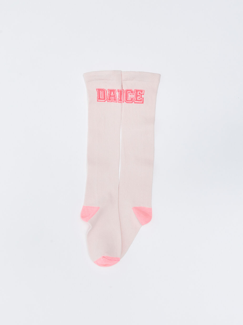 Pembe Desenli Kız Çocuk Diz Altı Çorap 2'li-1