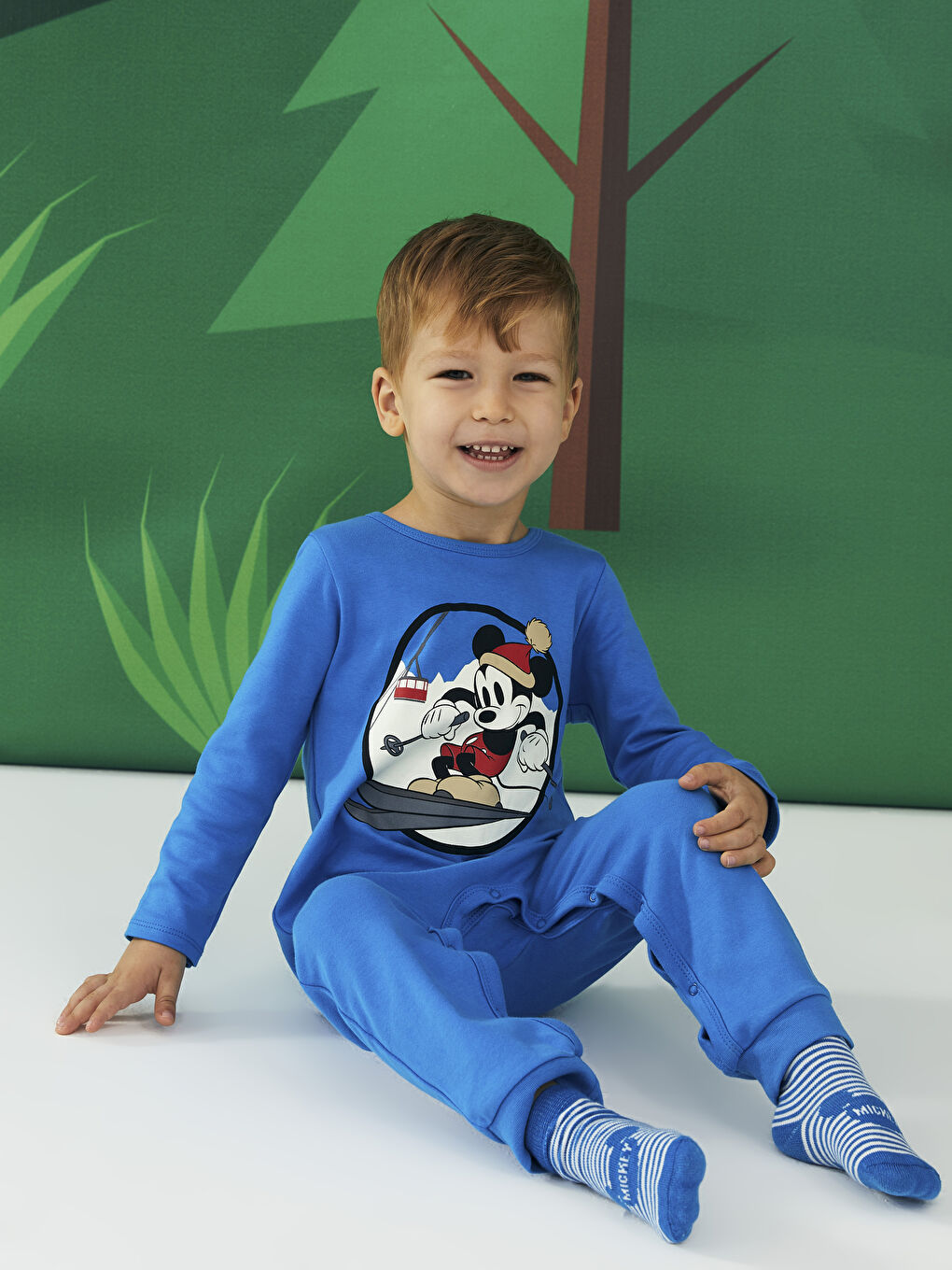 LCW baby Lot de 2 Combinaisons Bébé Garçon Mickey Mouse Imprimé à Manches Longues Col Rond -W2DO25Z1-H8J