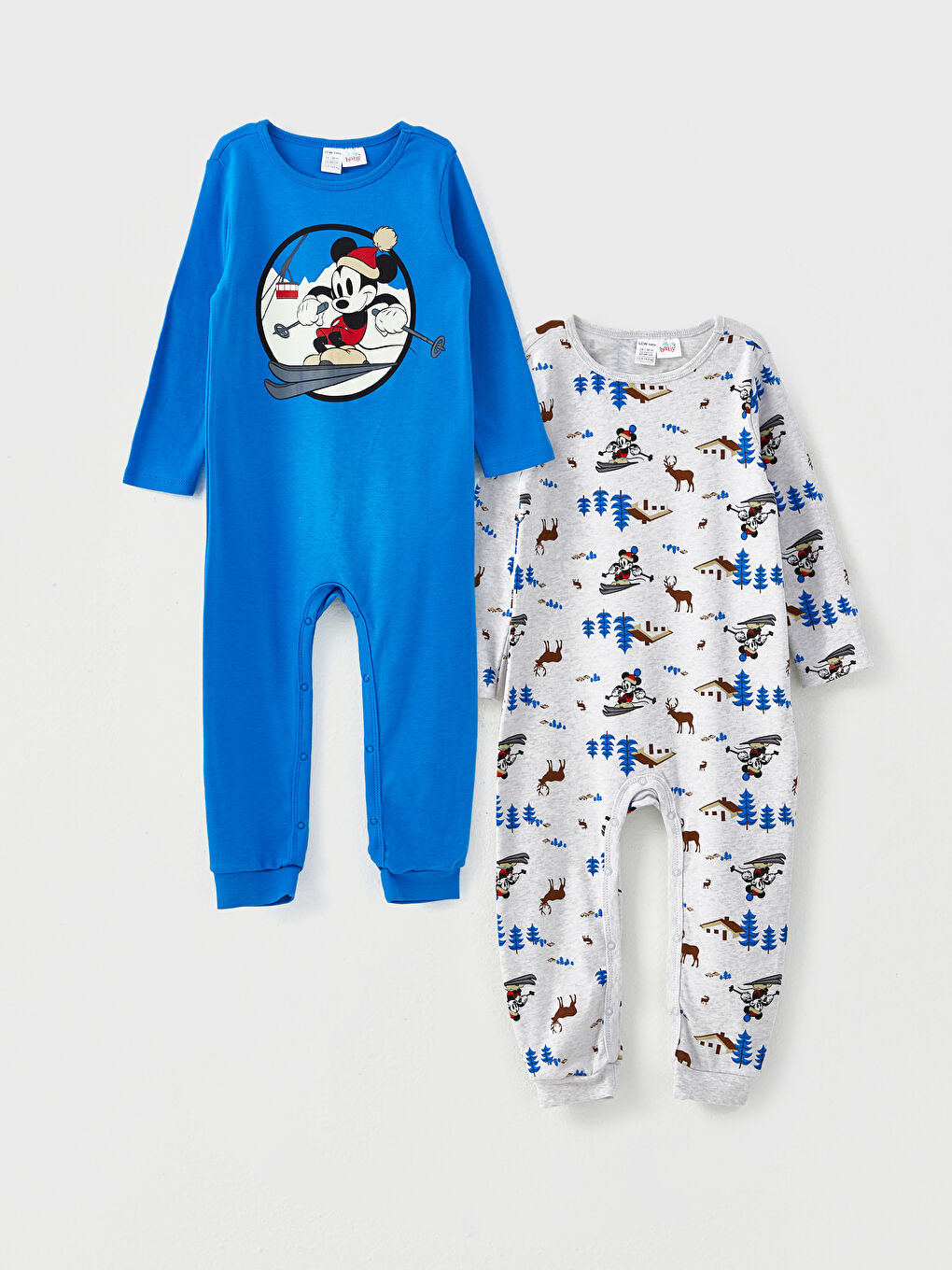 LCW baby Lot de 2 Combinaisons Bébé Garçon Mickey Mouse Imprimé à Manches Longues Col Rond -W2DO25Z1-H8J