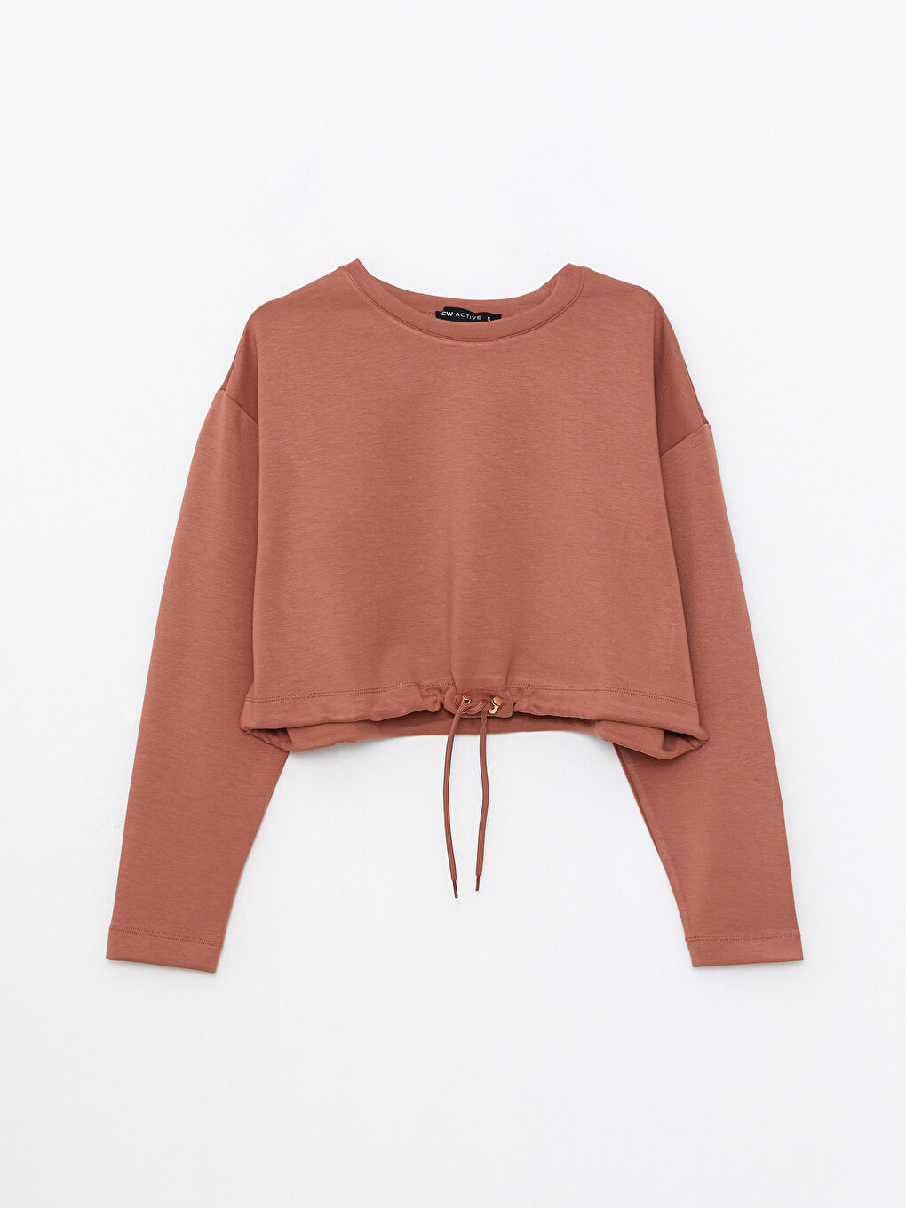 XSIDE ACTIVE Bisiklet Yaka Düz Uzun Kollu Crop Kadın Sweatshirt -W2DO61Z8-RGL