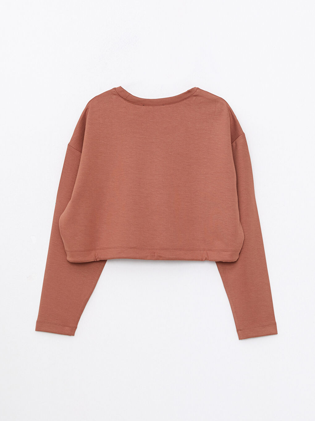 XSIDE ACTIVE Bisiklet Yaka Düz Uzun Kollu Crop Kadın Sweatshirt -W2DO61Z8-RGL