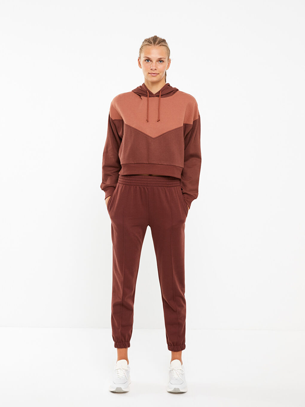 XSIDE ACTIVE Hooded Long Sleeve Women's Sweatshirt with Color Block -W2DO64Z8-RFT