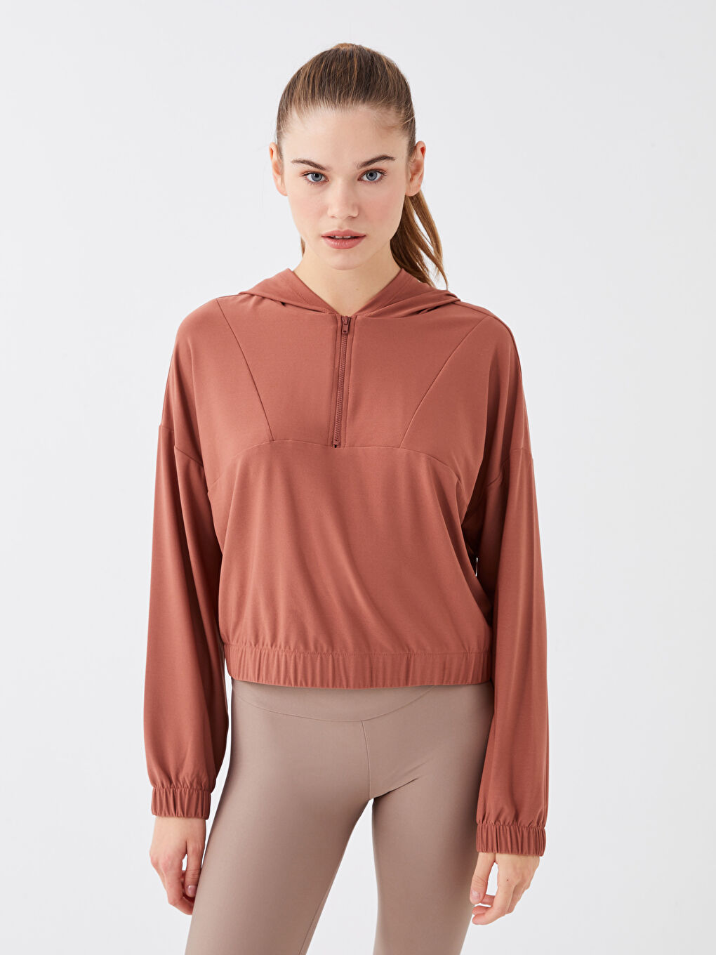 Hanorac Simplu cu Glugă și Mânecă Lungă pentru Femei-1