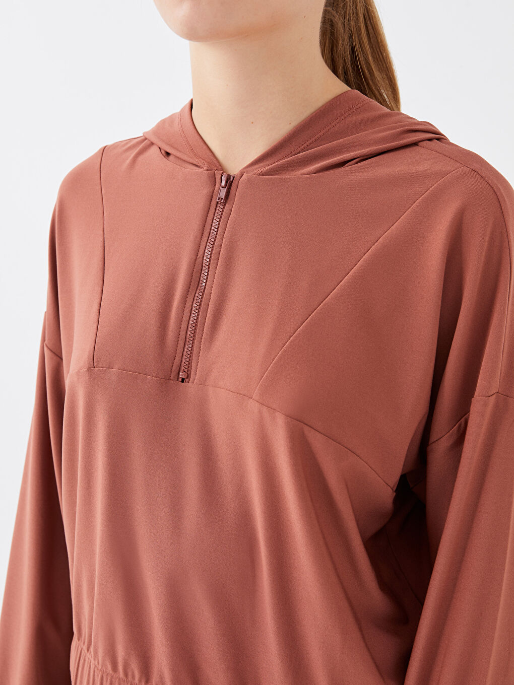 Hanorac Simplu cu Glugă și Mânecă Lungă pentru Femei-3