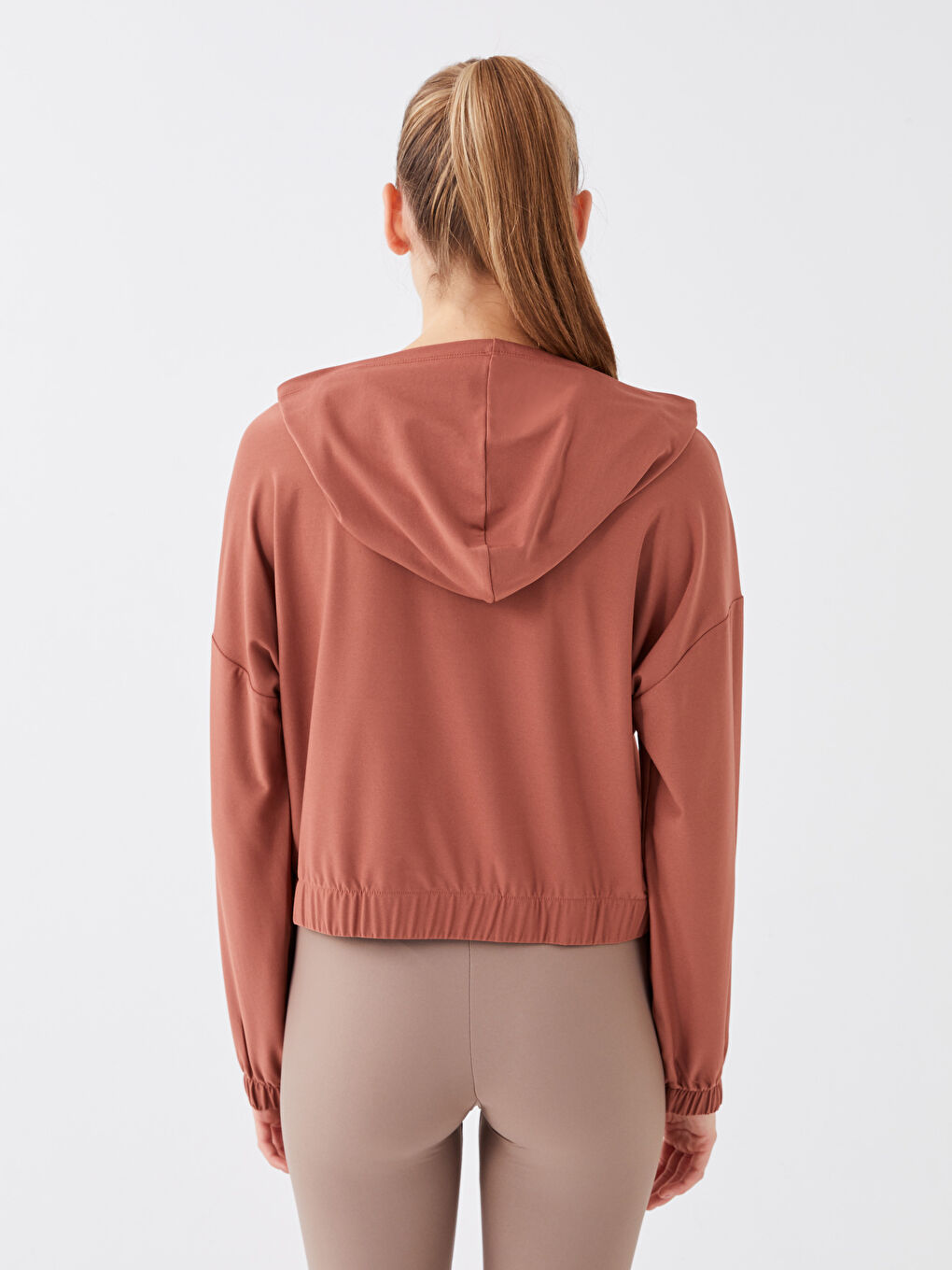 Hanorac Simplu cu Glugă și Mânecă Lungă pentru Femei-4