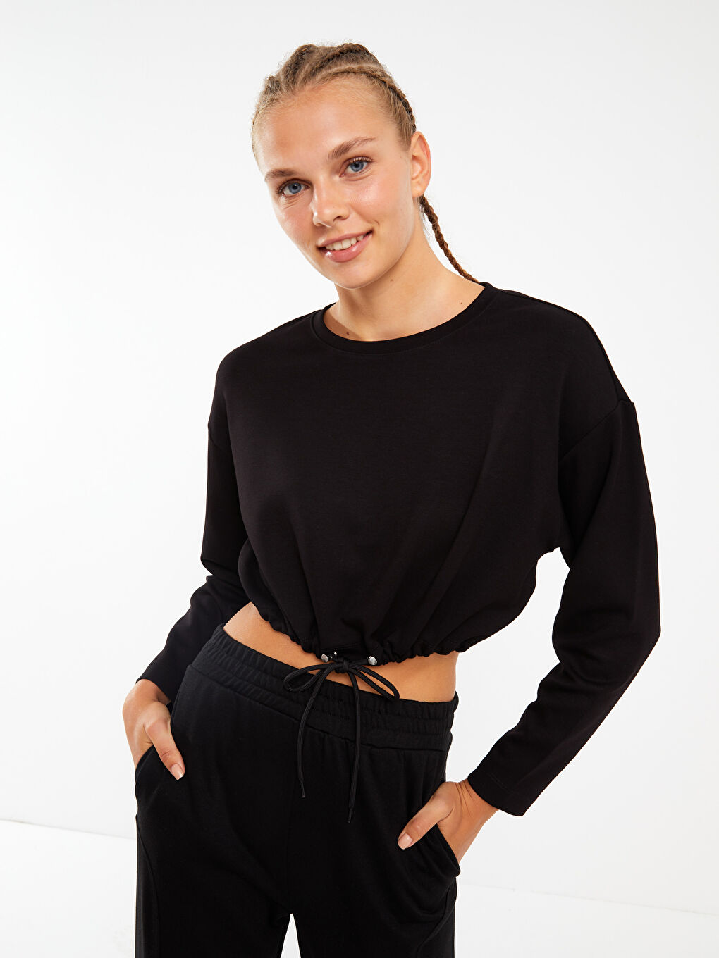 XSIDE ACTIVE Crew Neck Plain Long Sleeve Women's Sweatshirt -W2DO80Z8-RQN