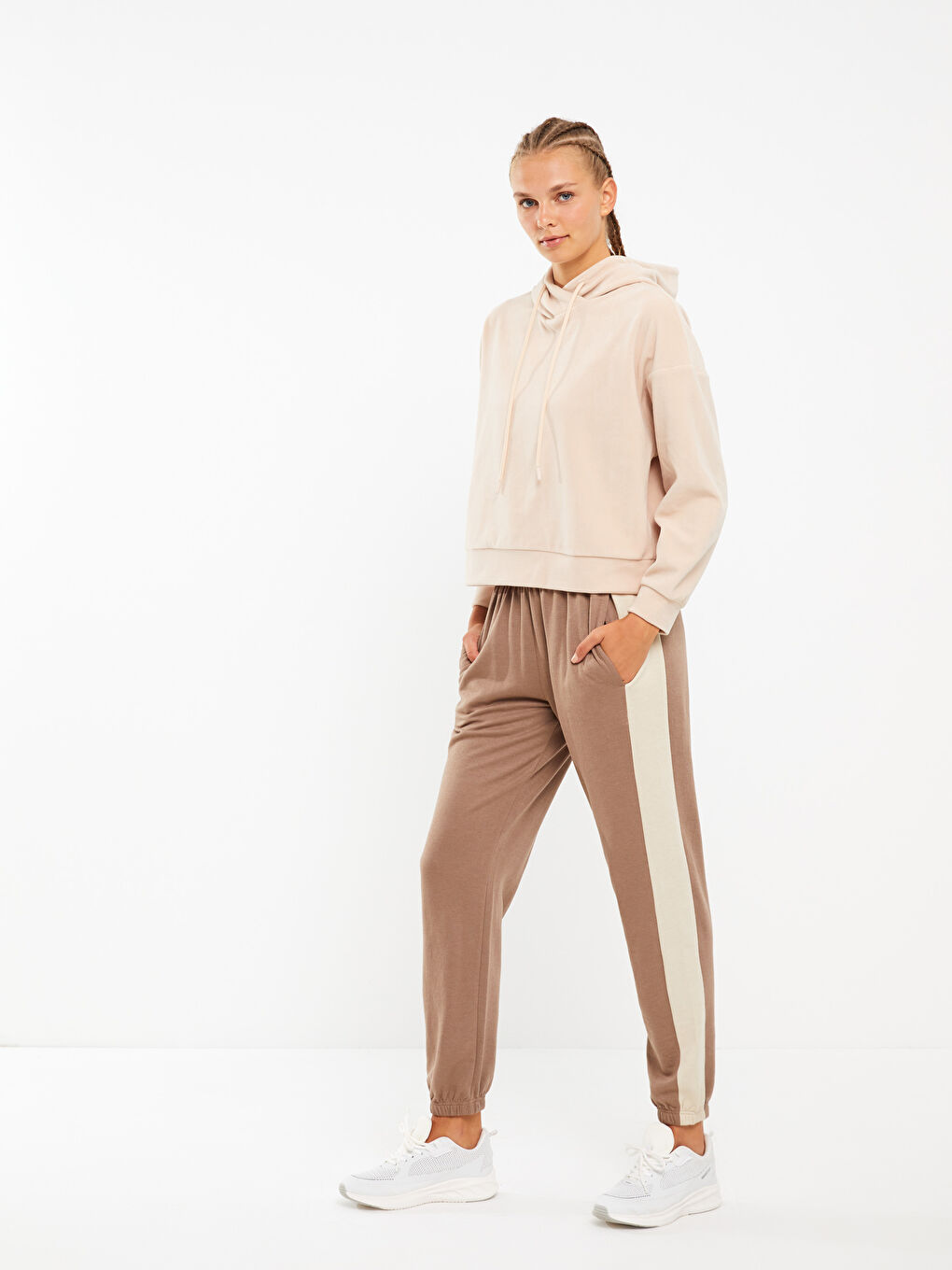 XSIDE ACTIVE Elastic Waist Women's Jogger Sweatpants with Color Block -W2DO82Z8-T18