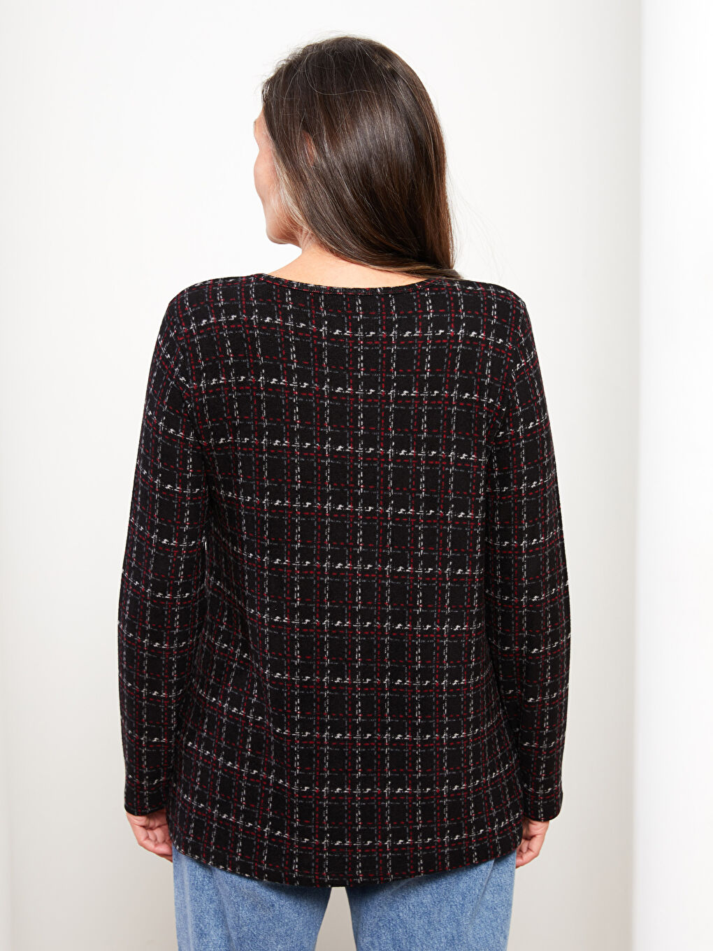 LCW Grace Crew Neck Patterned Long Sleeve Women's T-Shirt -W2DO86Z8-LKX