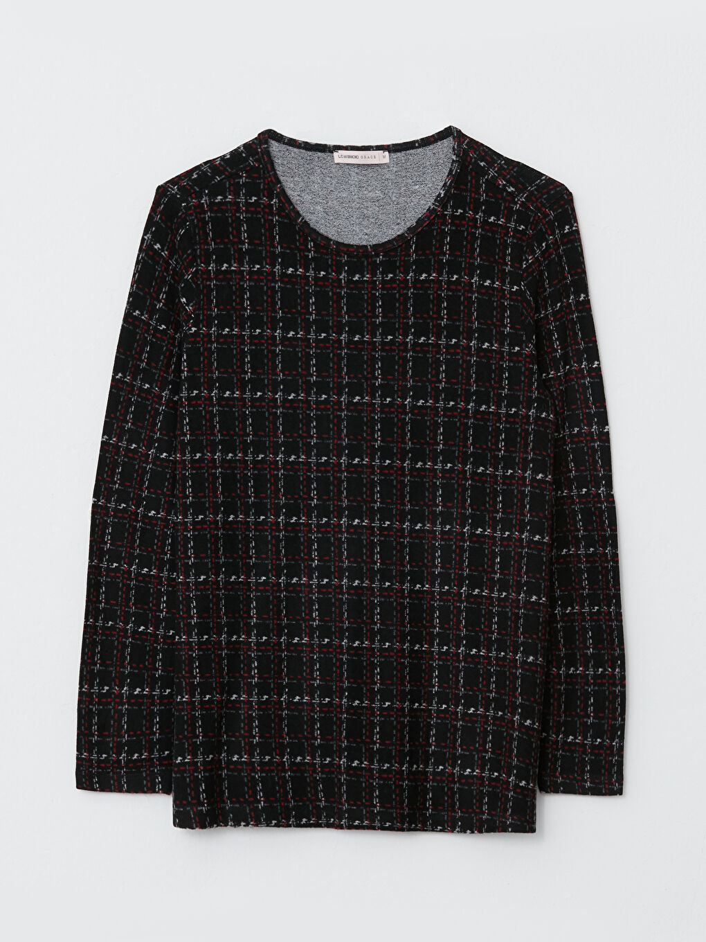 LCW Grace Crew Neck Patterned Long Sleeve Women's T-Shirt -W2DO86Z8-LKX