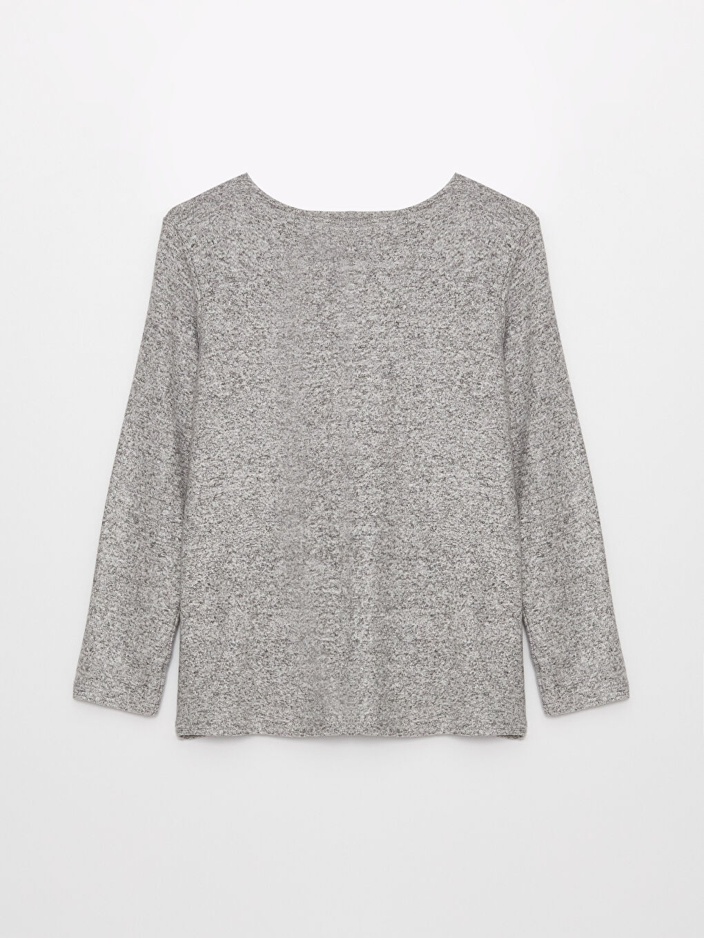 Gri Bisiklet Yaka Taşlı Uzun Kollu Kadın Bluz-6