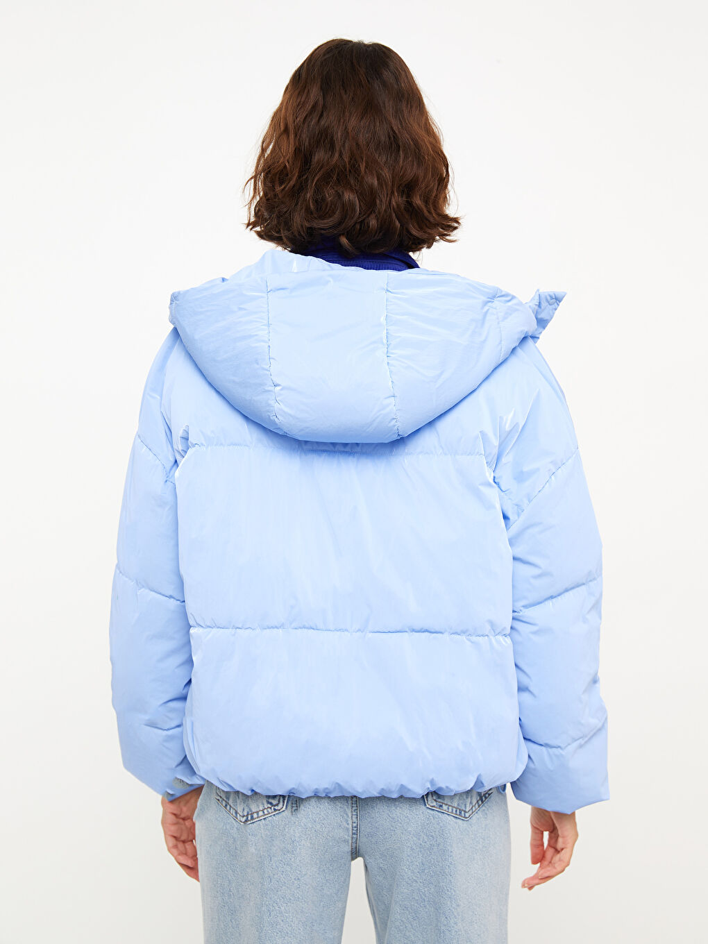 Women's Hooded Plain Puffer Coat-6