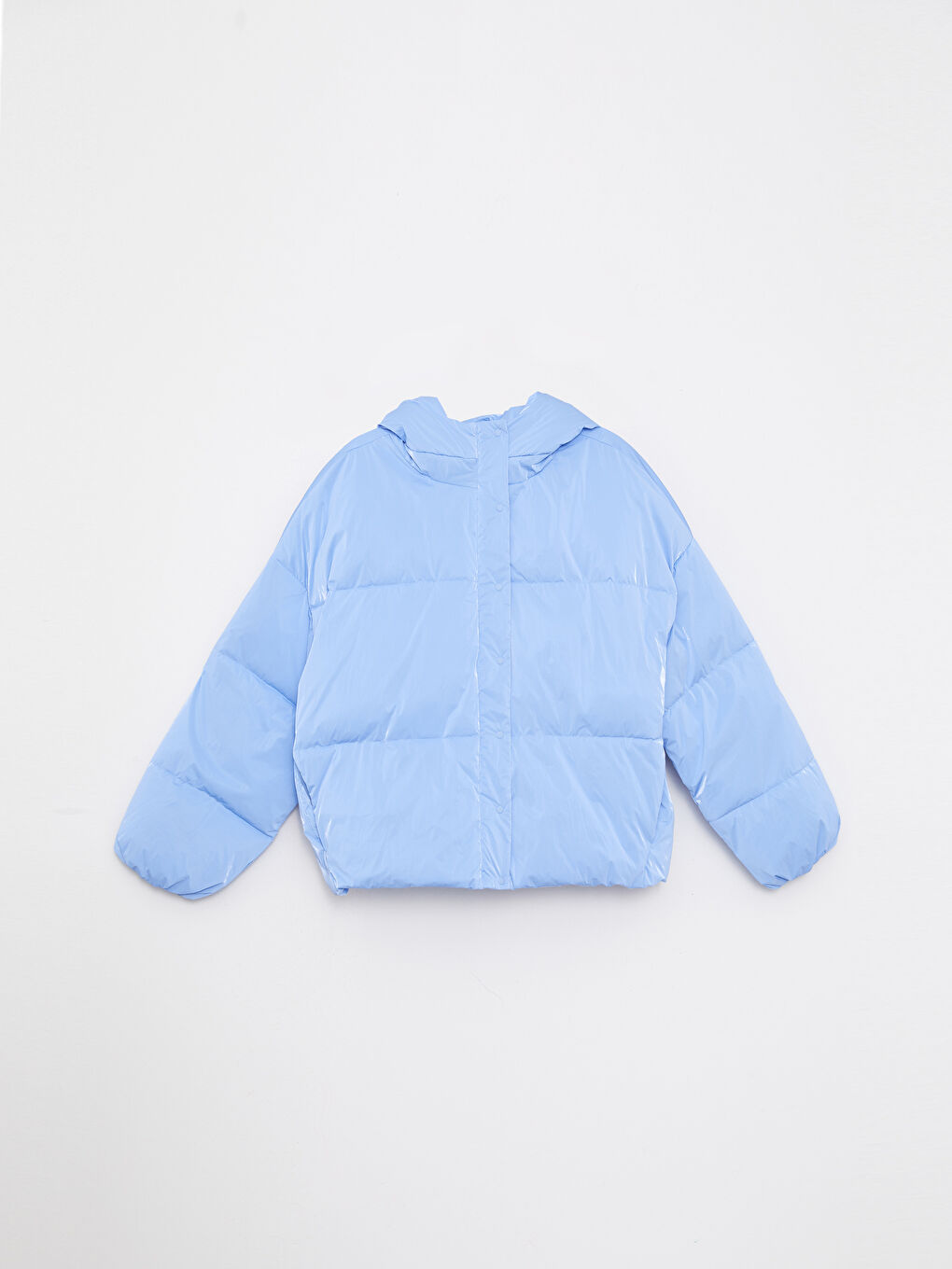 Women's Hooded Plain Puffer Coat-7