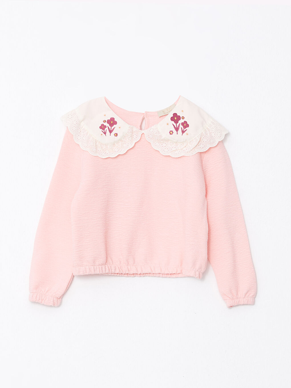 Baby Collar Embroidered Long Sleeve Girl's Sweatshirt