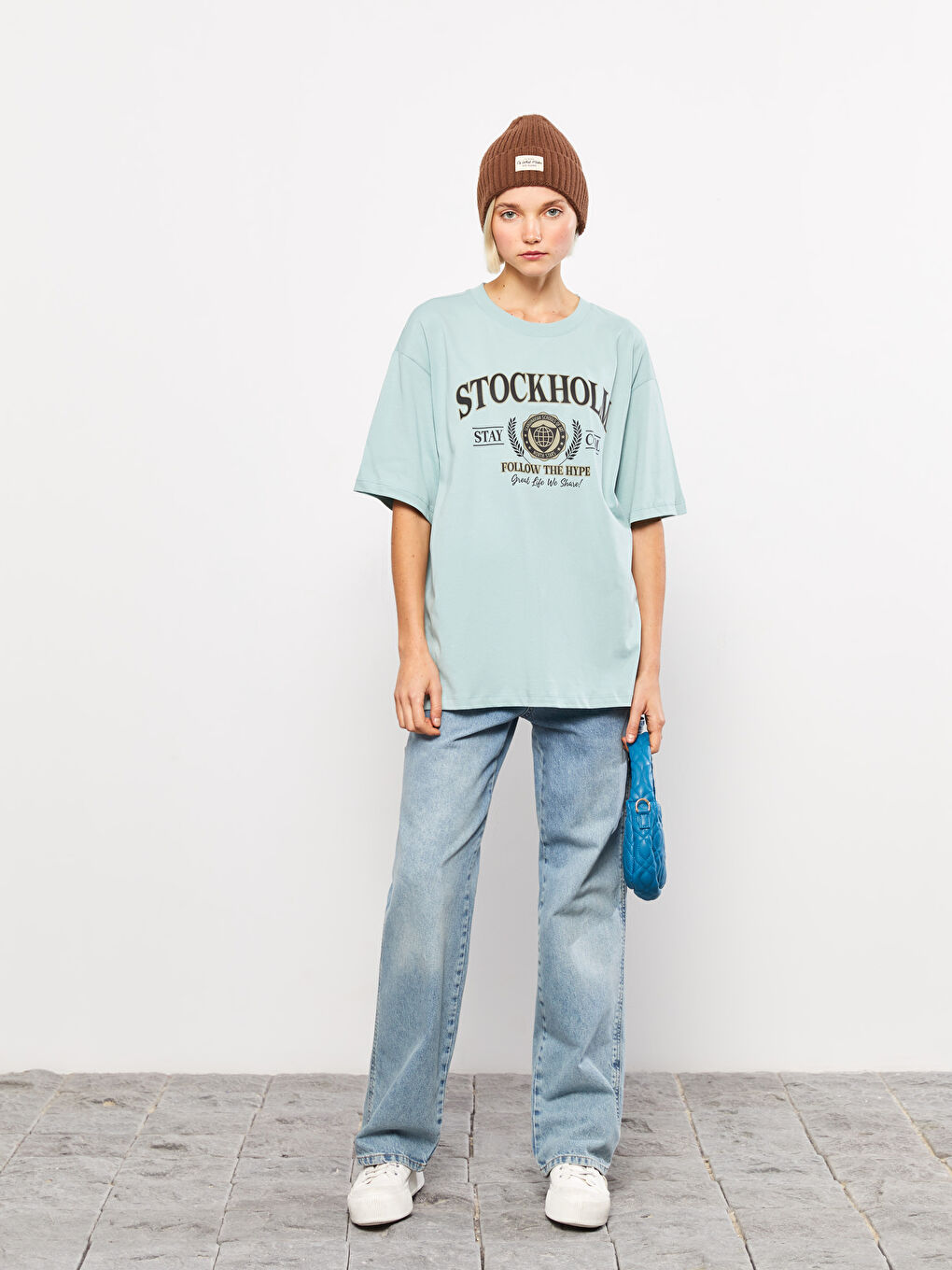 T-shirt en Coton à Manches Courtes Imprimé à Col Rond pour Femmes-2