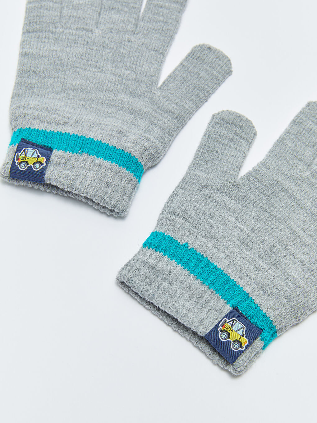 Gri Çizgili Erkek Çocuk Atkı, Bere ve Eldiven 3'lü Takım-3