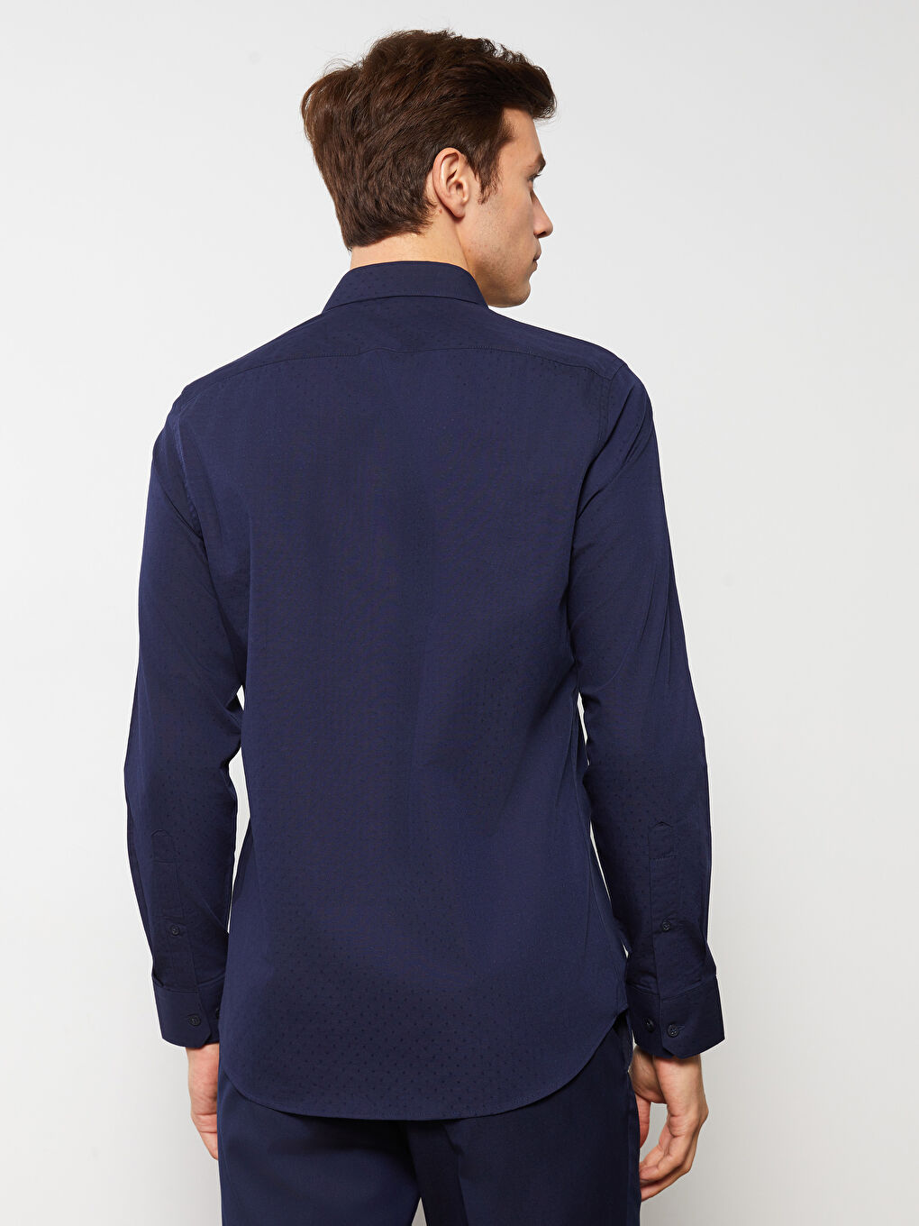 Slim Fit Long Sleeve Dobby Men's Shirt-4