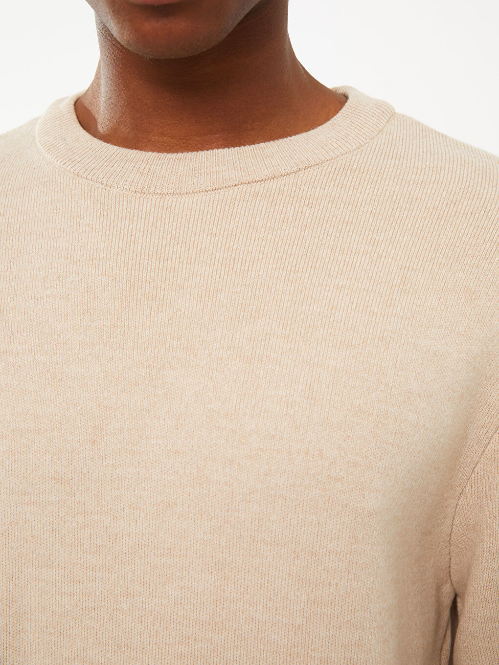 Пуловер с кръгло деколте и дълъг ръкав за мъже от трико-3