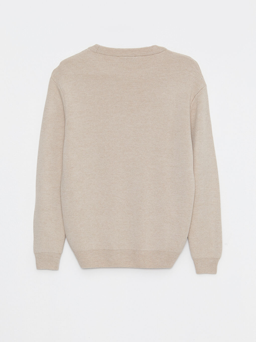 Пуловер с кръгло деколте и дълъг ръкав за мъже от трико-6