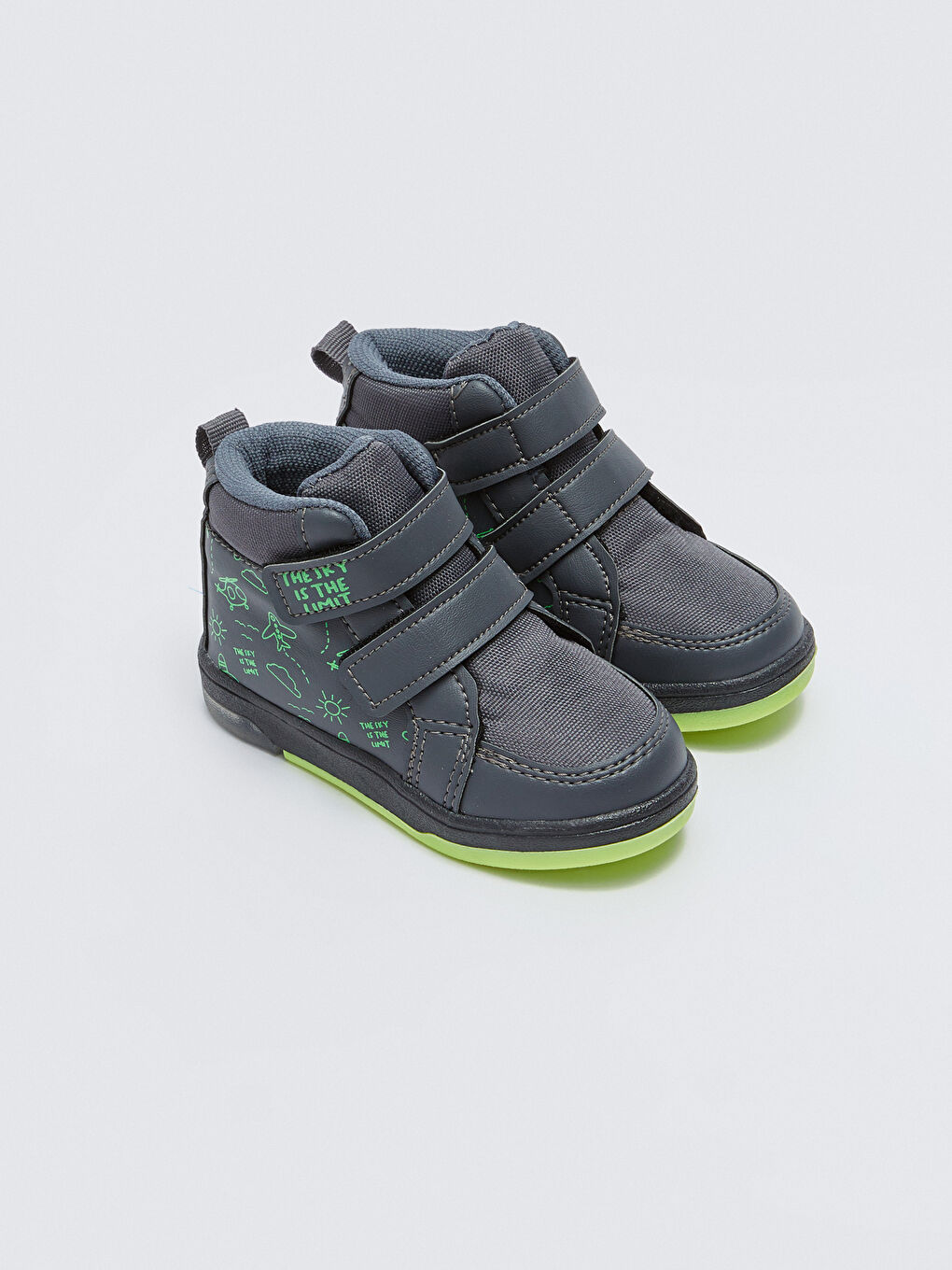 Gri Cırt Cırtlı Tabanı Işıklı Erkek Bebek Bot-6