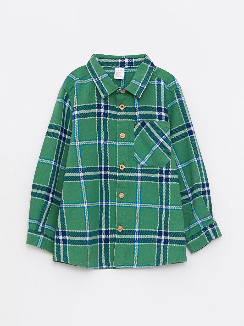 Yeşil Uzun Kollu Ekose Desenli Erkek Bebek Gömlek