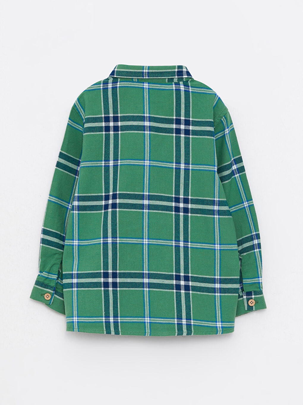 Yeşil Uzun Kollu Ekose Desenli Erkek Bebek Gömlek-1