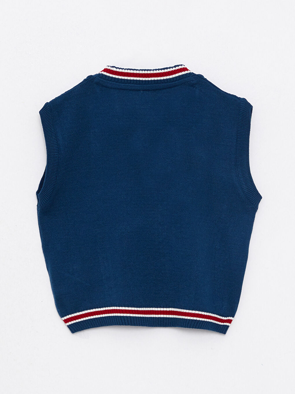 Petrol V Yaka Kendinden Desenli Erkek Bebek Triko Süveter-1