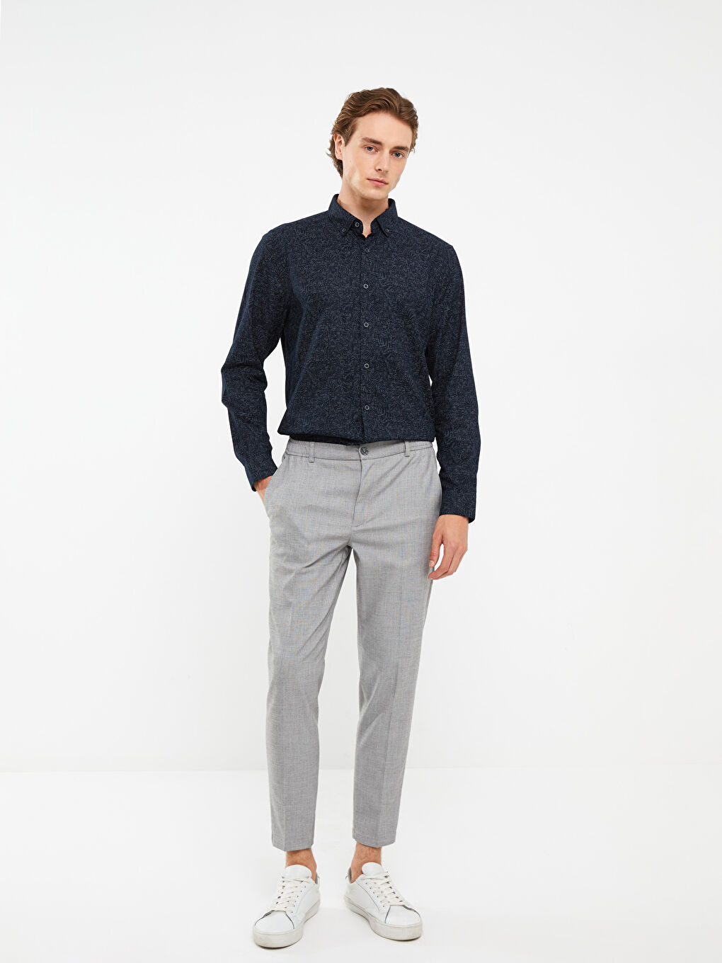 Gri Slim Fit Erkek Pantolon-1