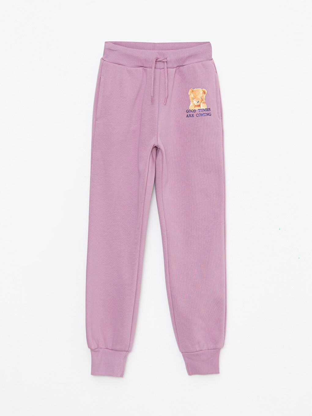 Lila Beli Lastikli Baskılı Kız Çocuk Jogger Eşofman Altı