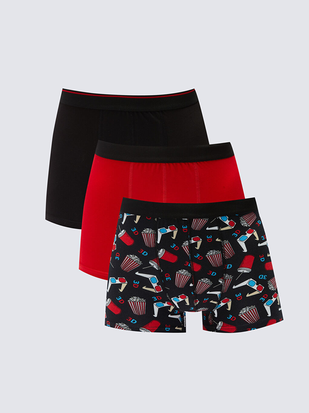 Siyah Standart Kalıp Pamuklu Esnek Erkek Boxer 3'lü