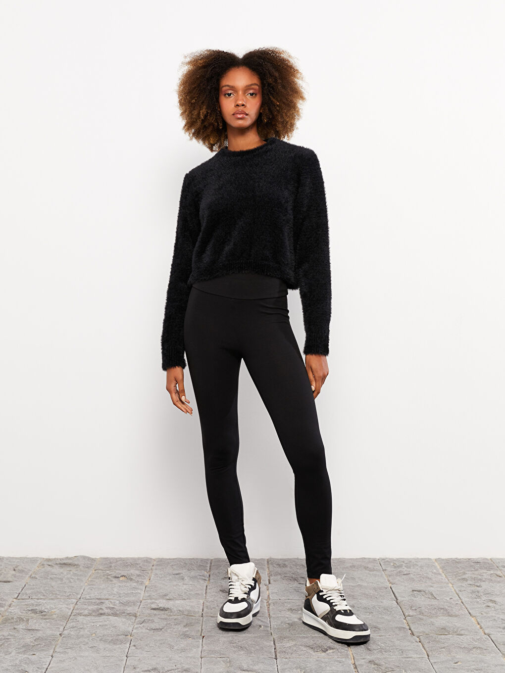 ليجن سادة بخصر مرن للسيدات-1