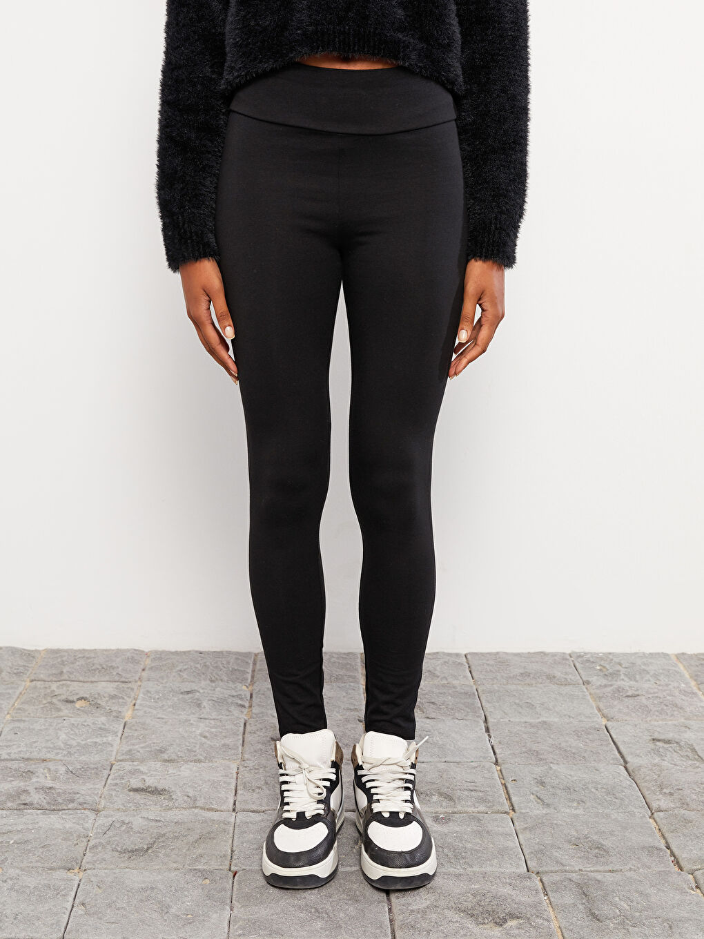 ليجن سادة بخصر مرن للسيدات-2