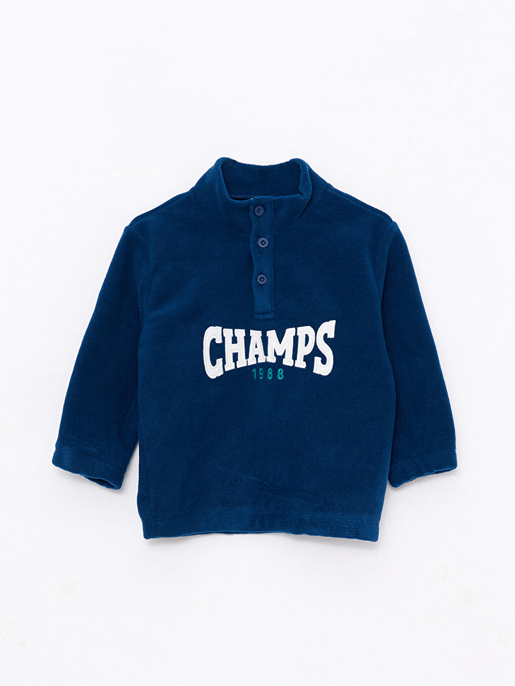 Petrol Dik Yaka Uzun Kollu Baskılı Polar Erkek Bebek Sweatshirt