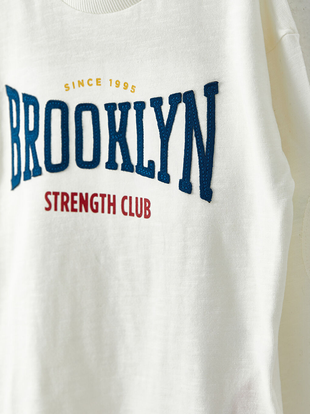 Ekru Bisiklet Yaka Uzun Kollu Baskılı Erkek Bebek Tişört-1