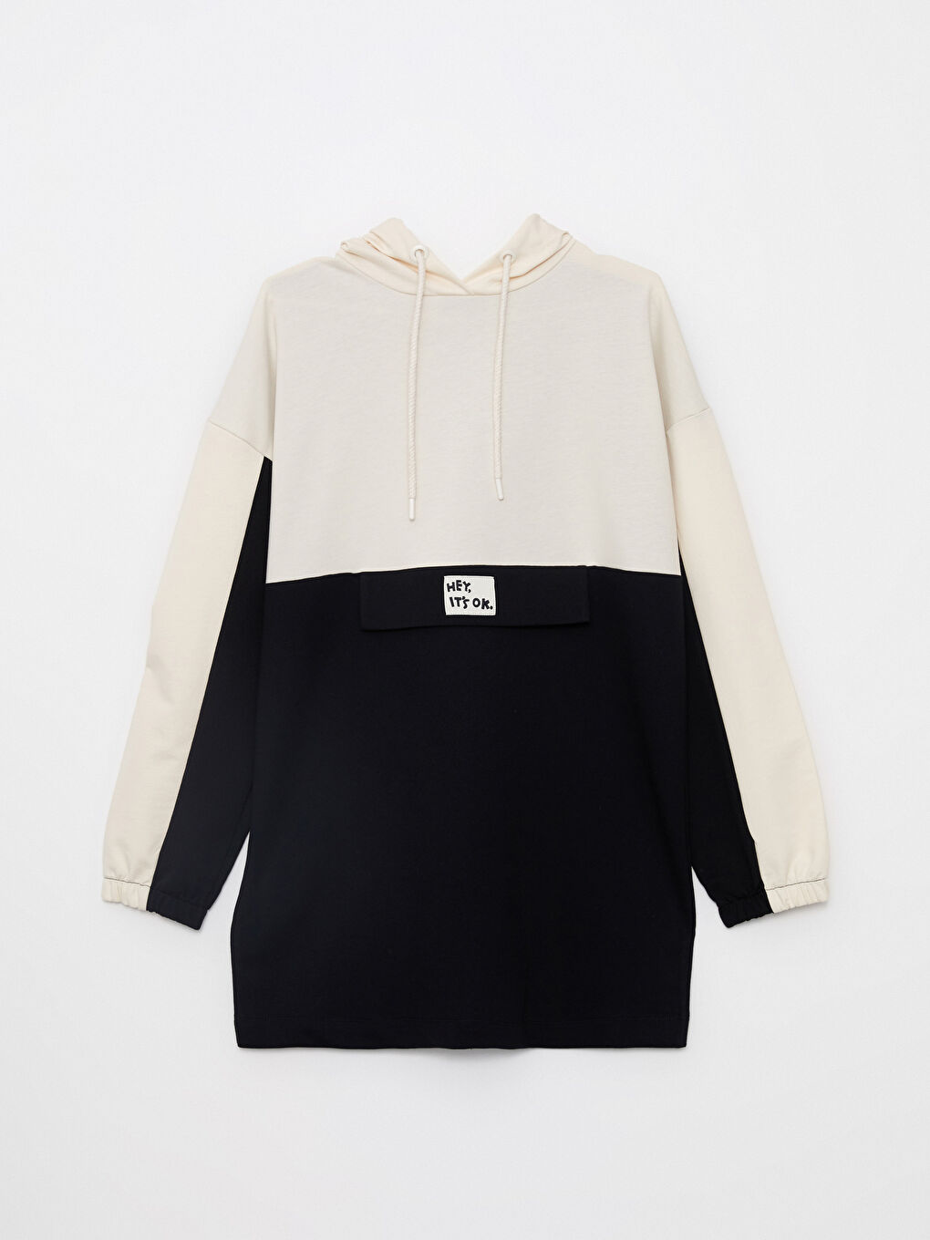 Hooded Color Block Long Sleeve Oversize Women's Sweatshirt Tunic-5