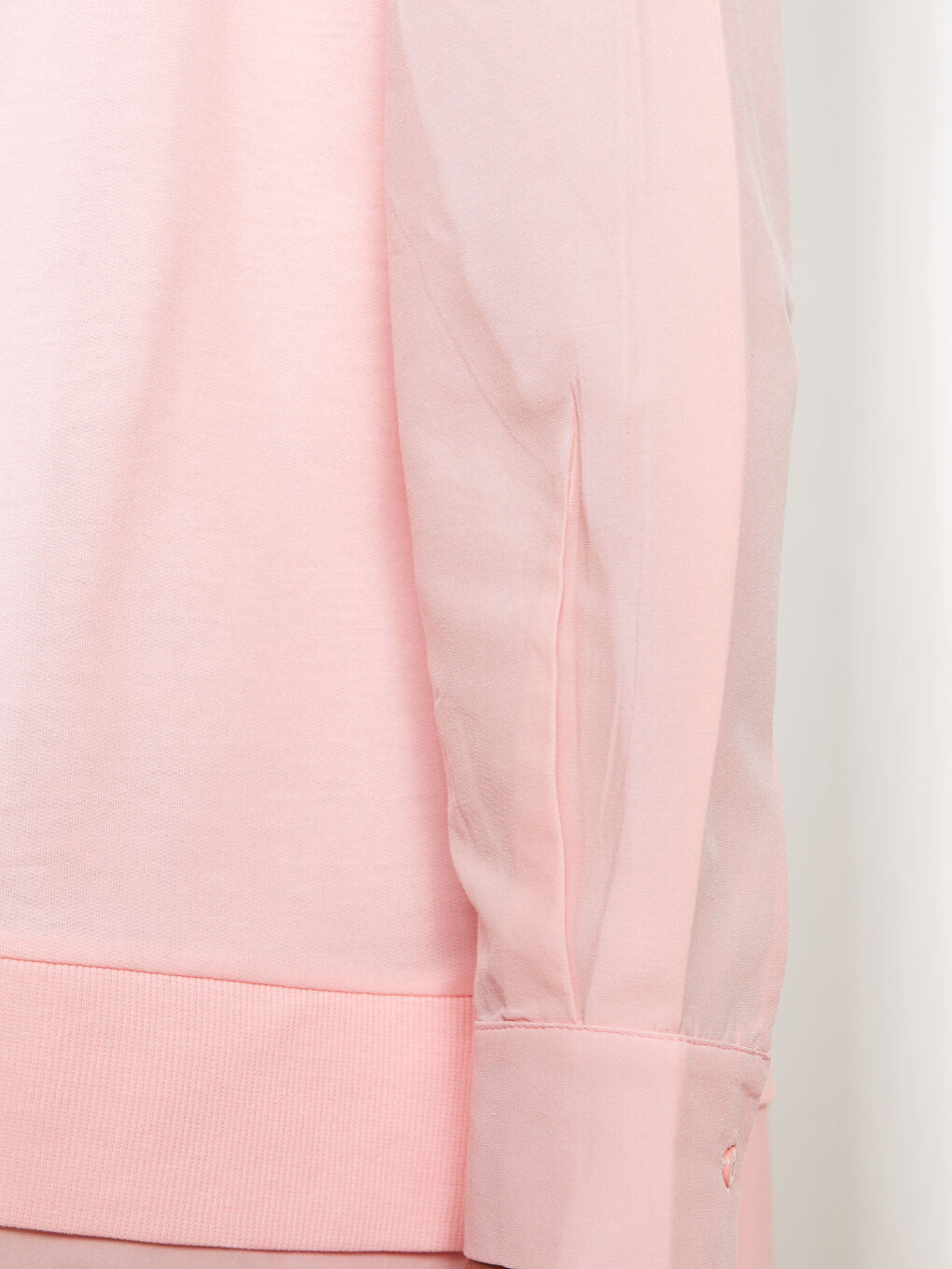 LCW Modest Açık Pembe Bisiklet Yaka Düz Oversize Kadın Sweatshirt Tunik - 3